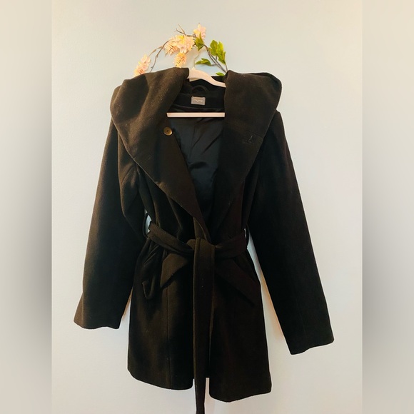Wool coat | winter wool jacket | belted coat | black wool - Picture 4 of 7